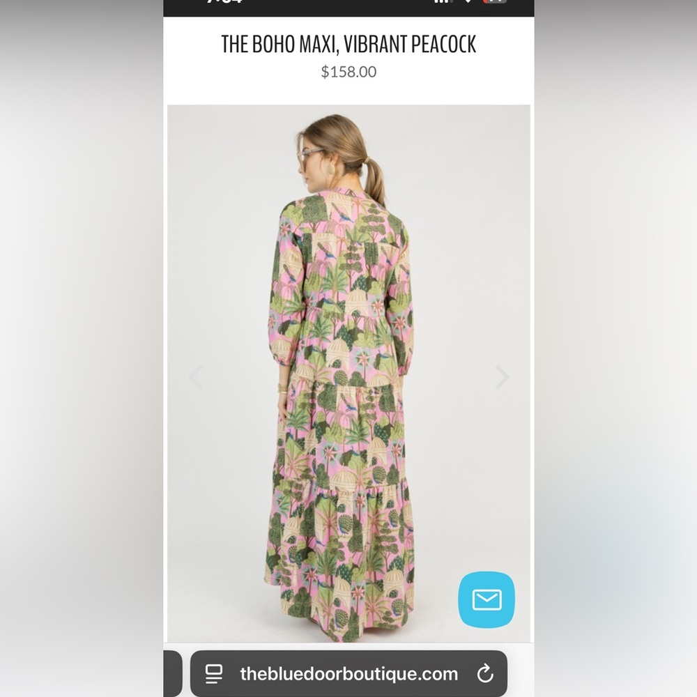 Boho Maxi Dress - vibrant peacock pattern - Picture 9 of 16